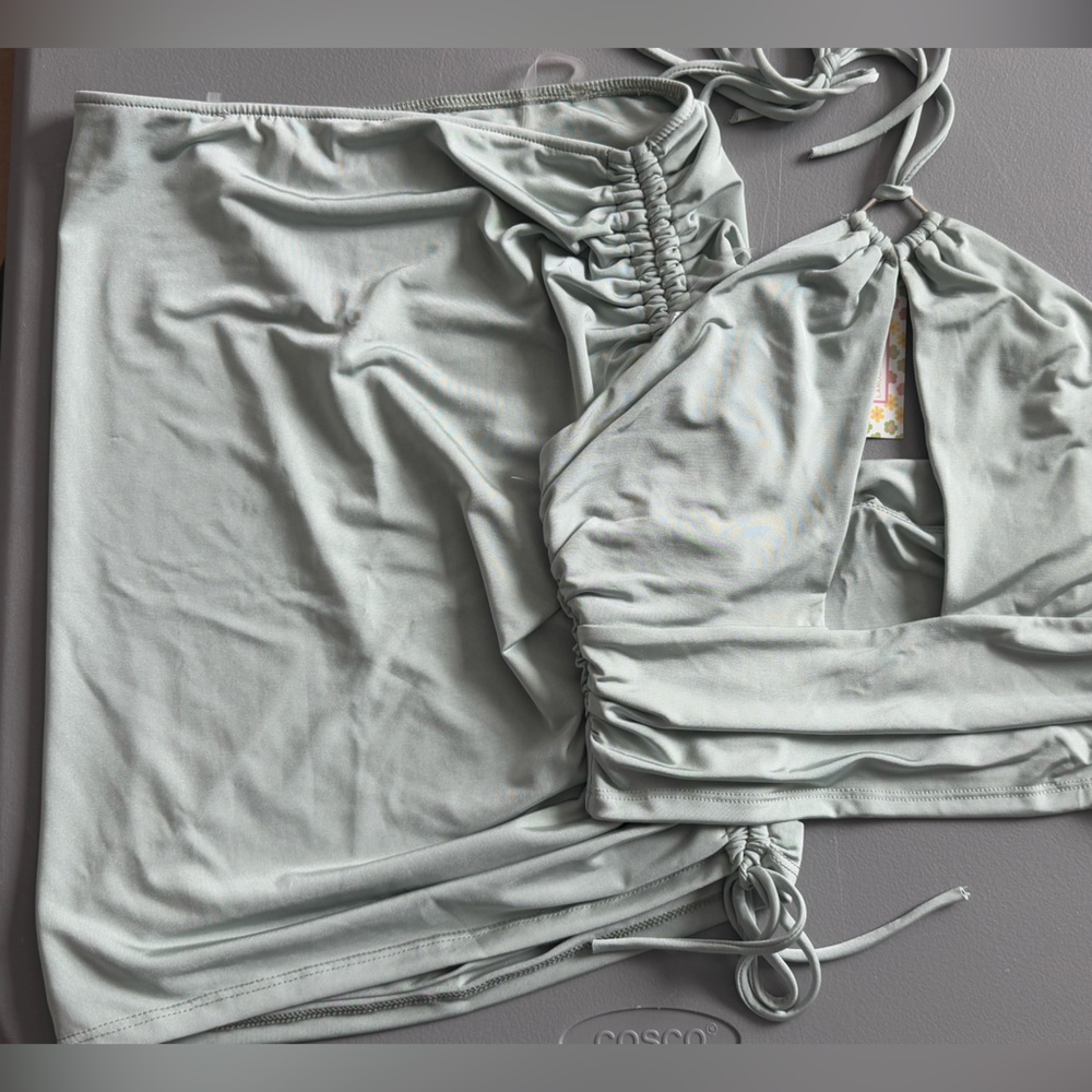 S-  Women Set NWT in Sage Green Halter top with skirt